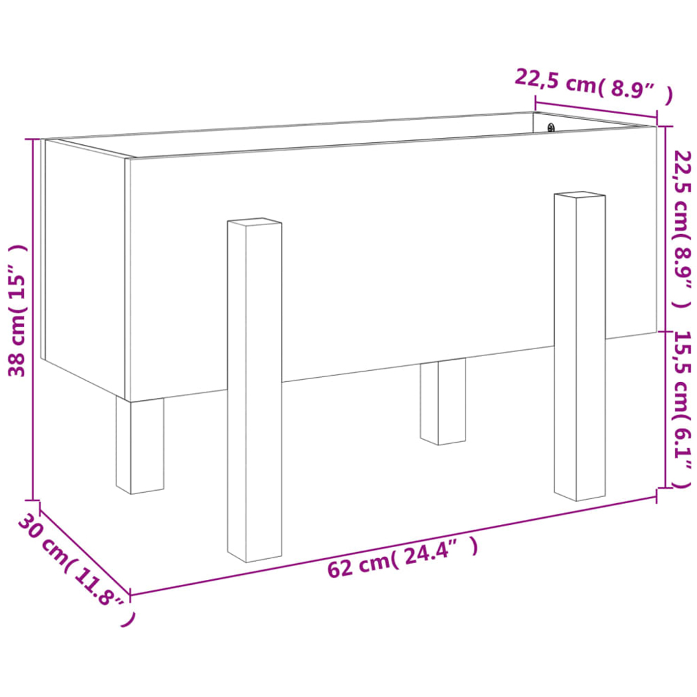 vidaXL Brown Solid Pine Wood Garden Planter 38 x 62 x 30cm Image 8