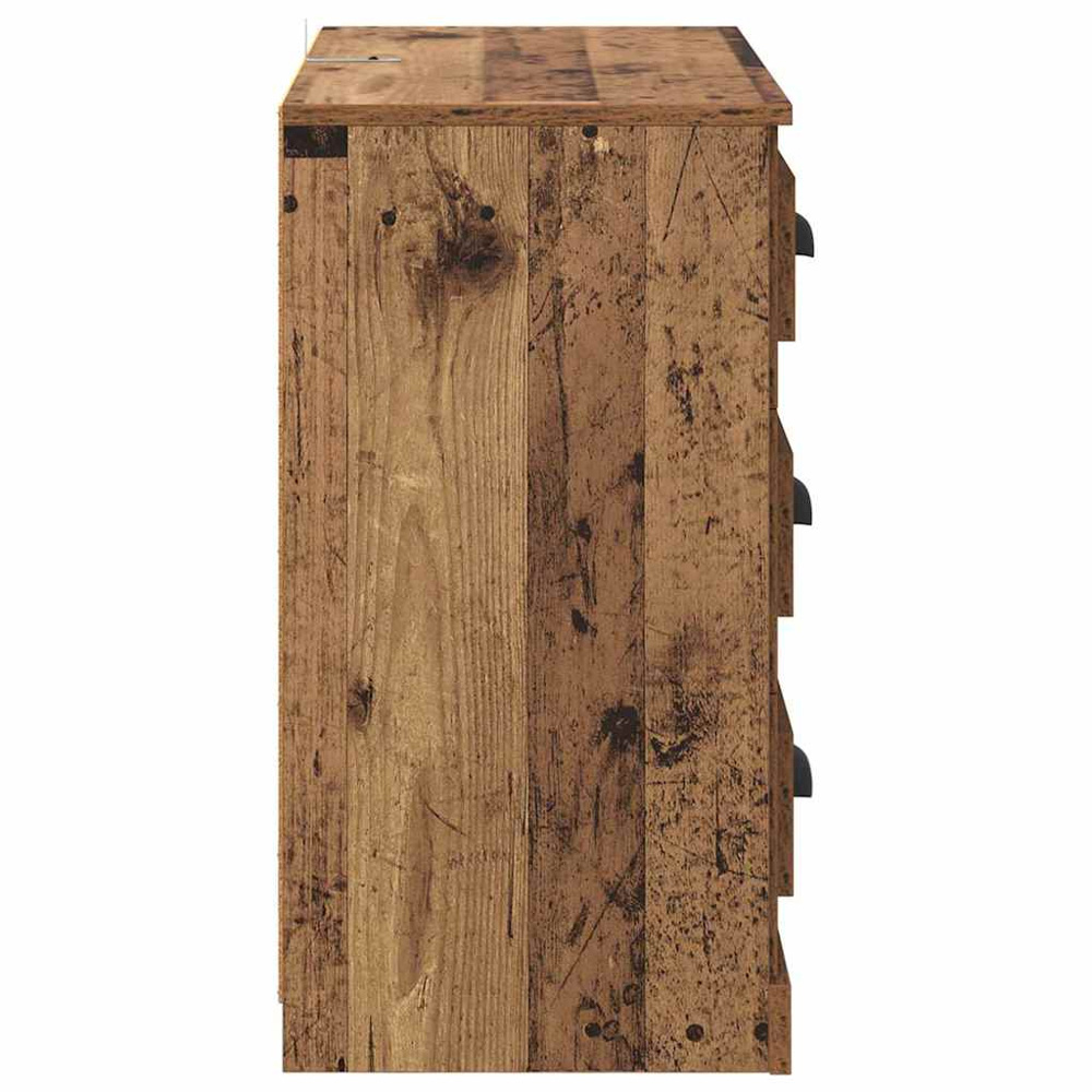vidaXL 6 Drawer Old Wood Modern Sideboard Set of 2 Image 8