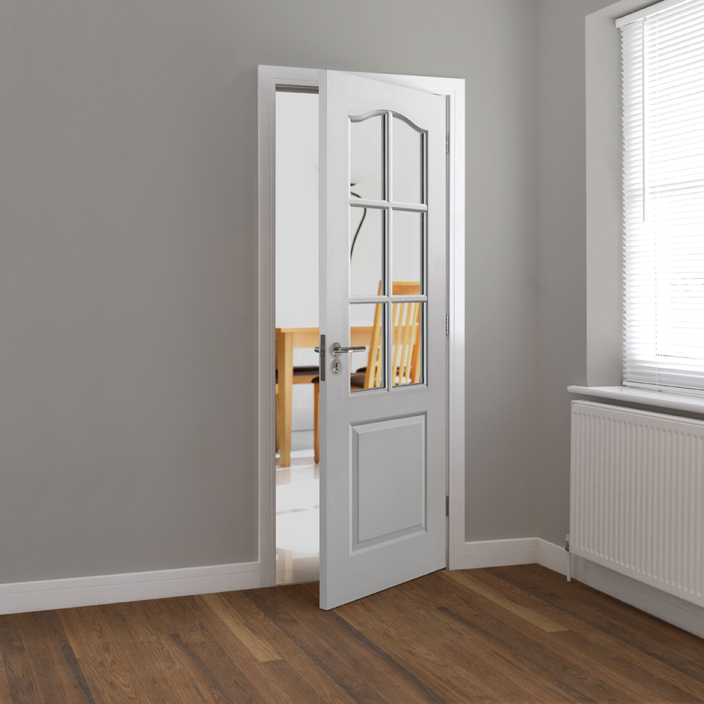 JB Kind Classique Moulded Panel White Glazed 6 Light Internal Door 1981 x 686mm Image 2