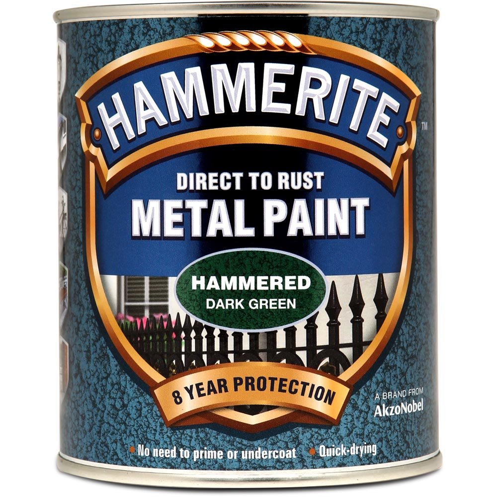 Hammerite Hammered Dark Green Direct to Rust Metal Exterior Paint 750ml Image 2