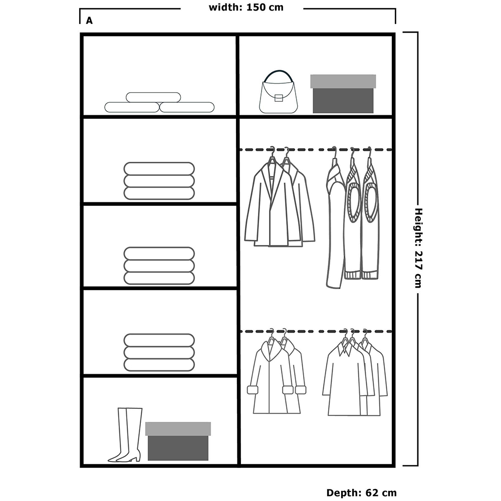 Sliding Wardrobes 4U Moon 2 Door White Mirrored Wardrobe 150cm Image 5