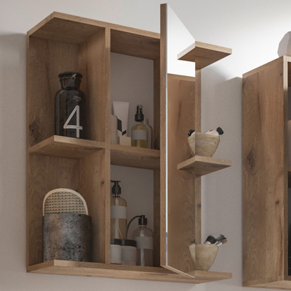 Julian Bowen Vista Single Door Viking Oak Mirror Cabinet Image 5