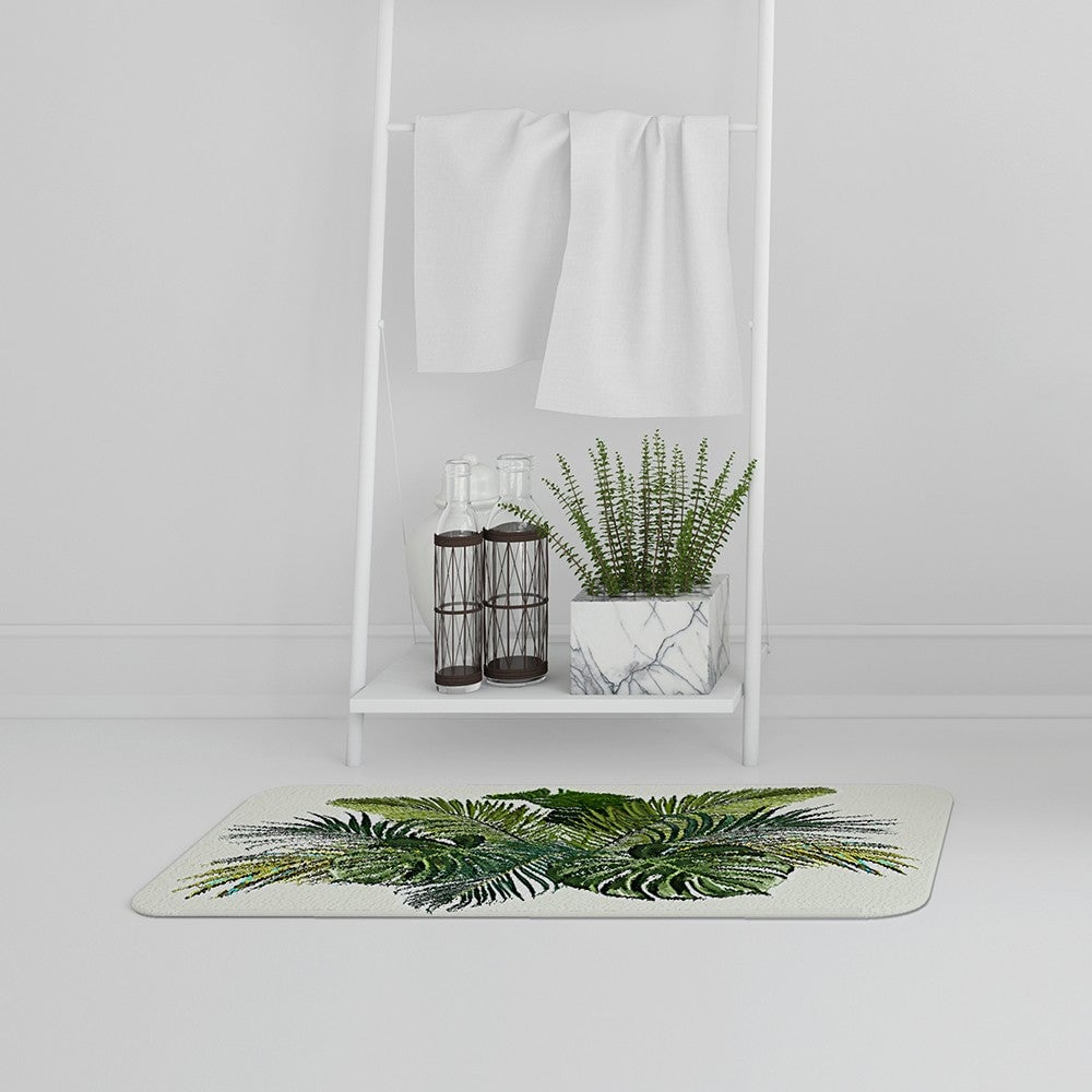 Benjamin Tate Design Green Tropical Foliage Bath Mat 50 x 80cm Image 2