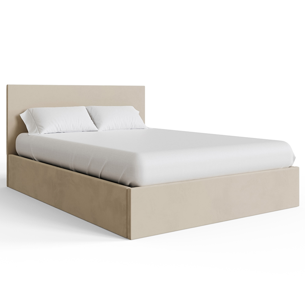 GFW Small Double Natural Velvet End Lift Ottoman Bed with Memory Pocket Spring Mattress Image 3
