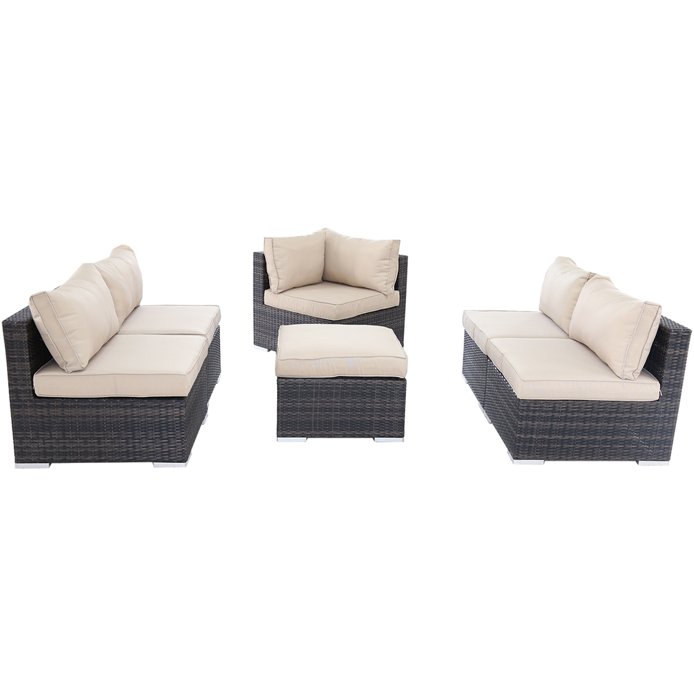 Furniture One 6 Seater Brown Garden Corner Sofa Set Image 4