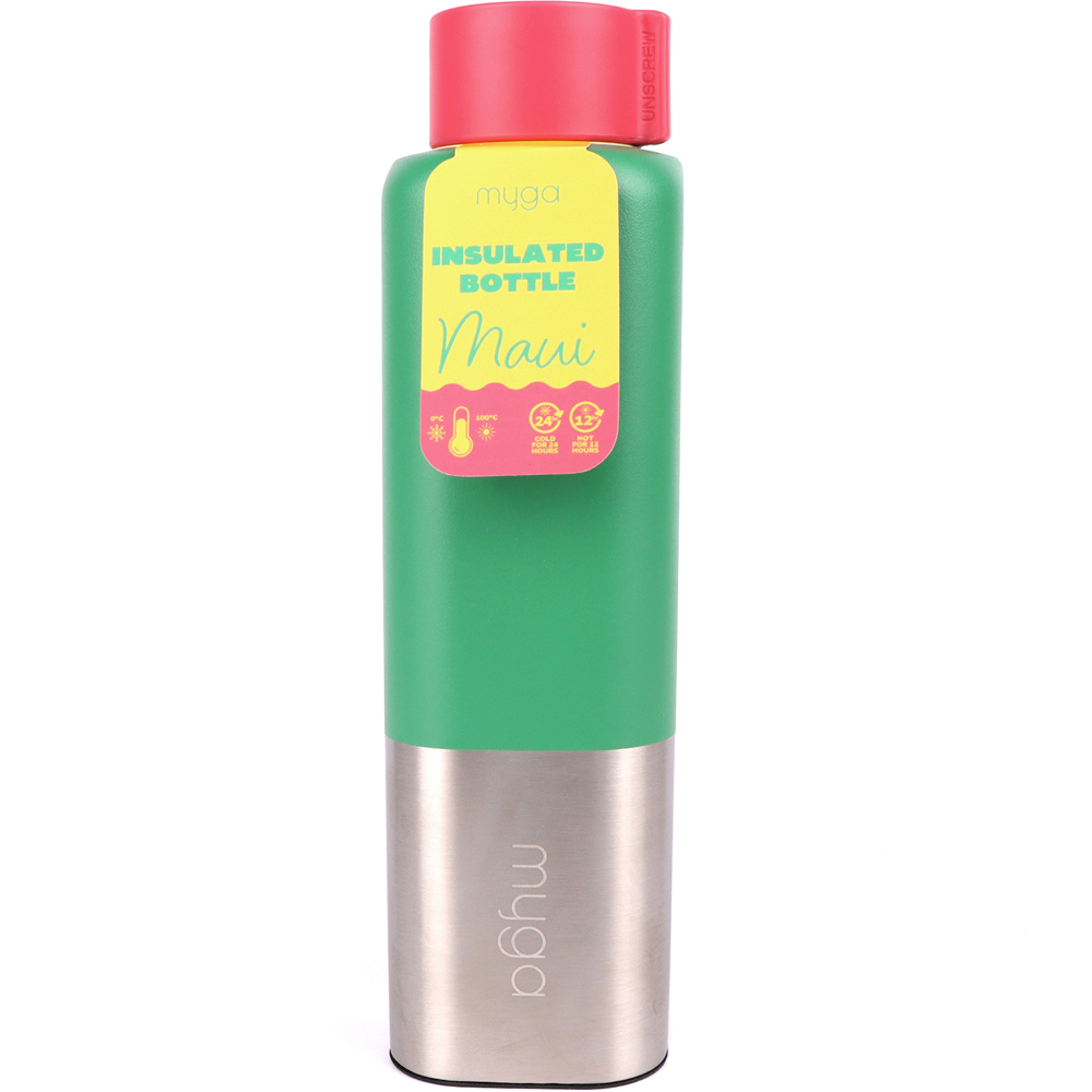 Myga Maui Green Insulated Square Bottle 650ml Image 2