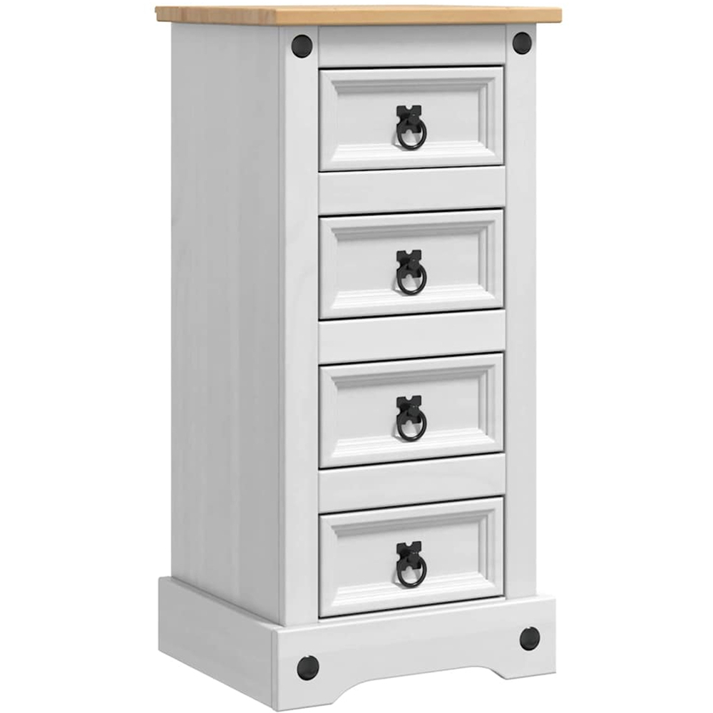 vidaXL Corona 4 Drawer White Solid Pine Wood Bedside Table Image 2