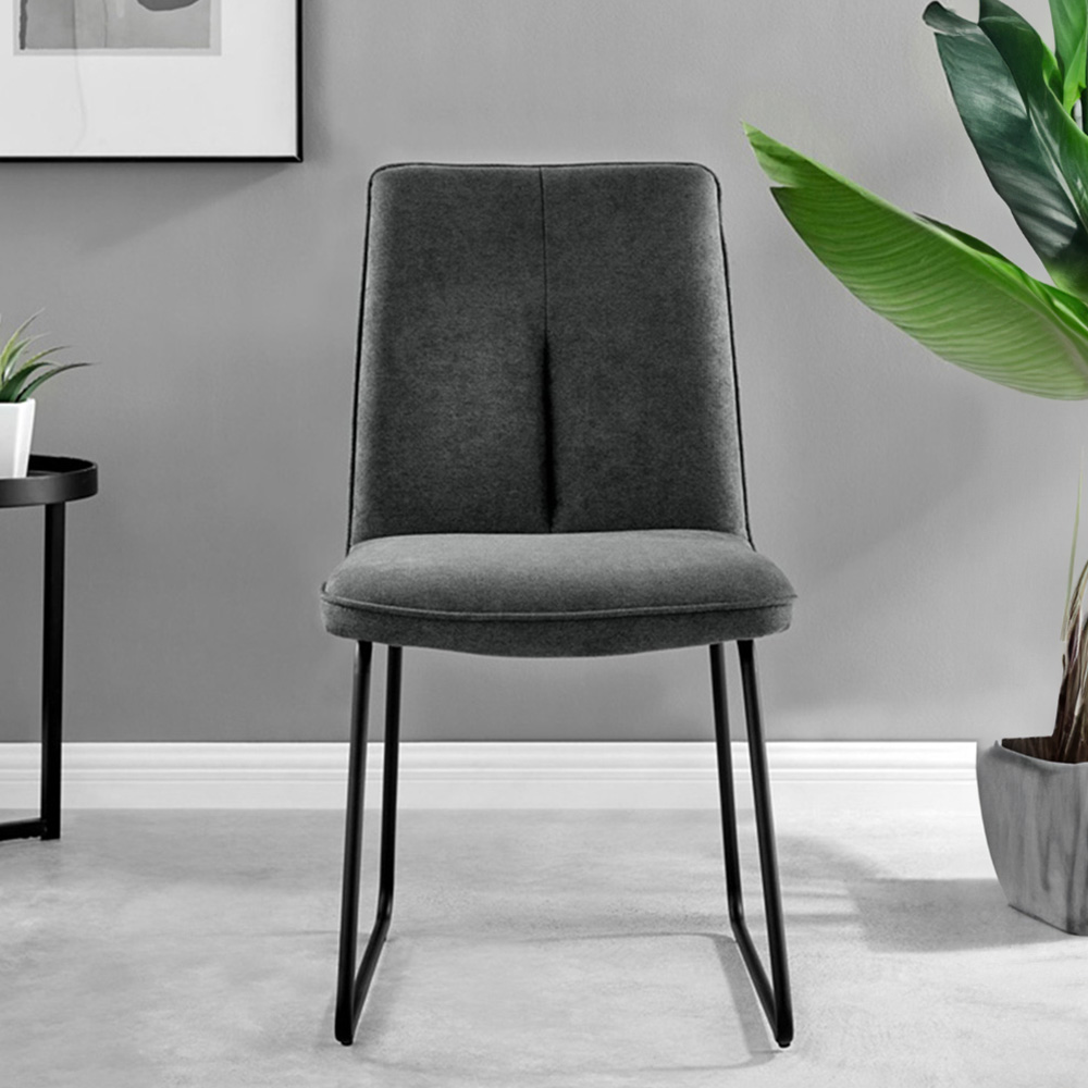 Furniturebox Nova Harley 4 Seater Round Dining Set Black High Gloss and Dark Grey Image 3