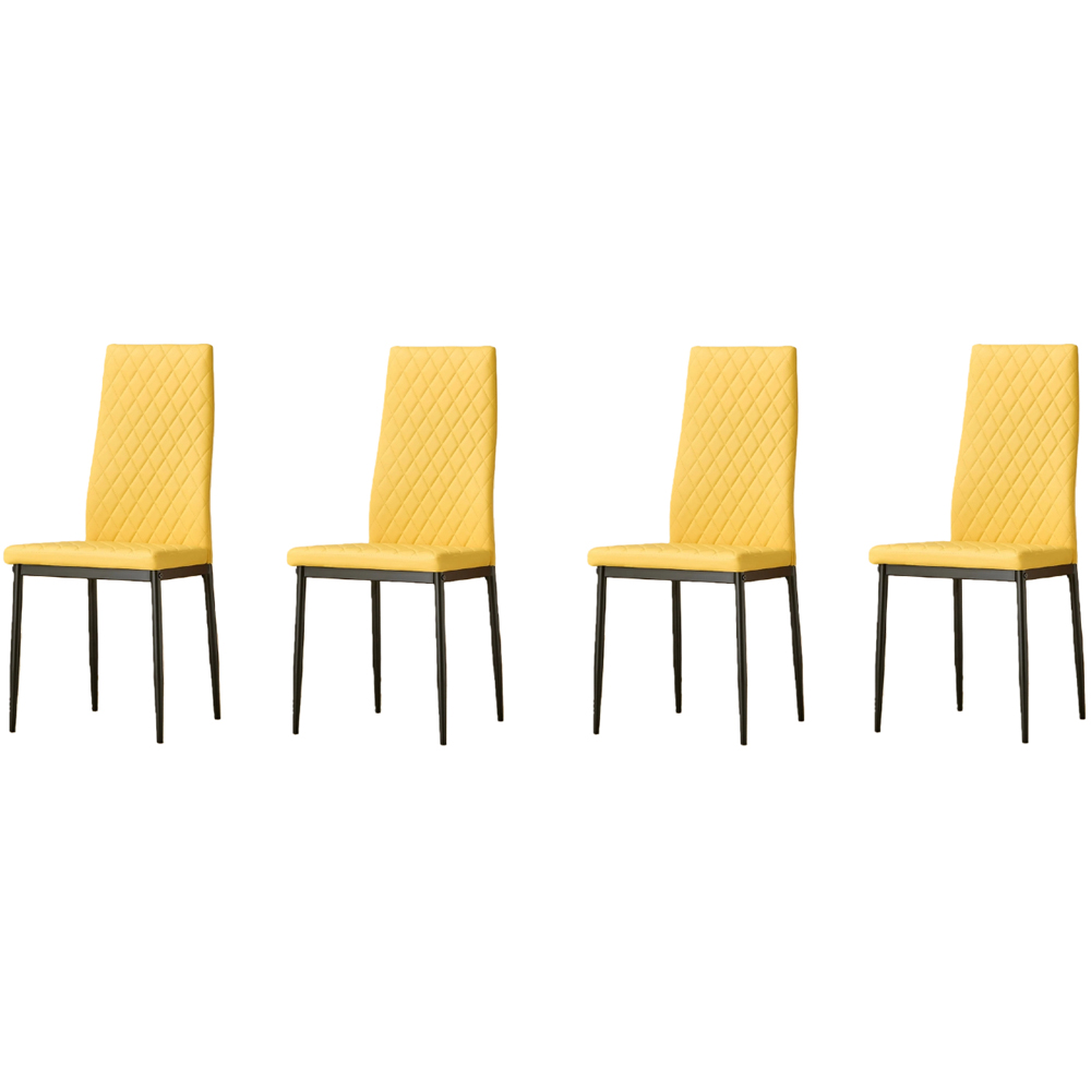 Indoor Living Emily 4 Seater Leather Marble Top Dining Set Mustard Image 3
