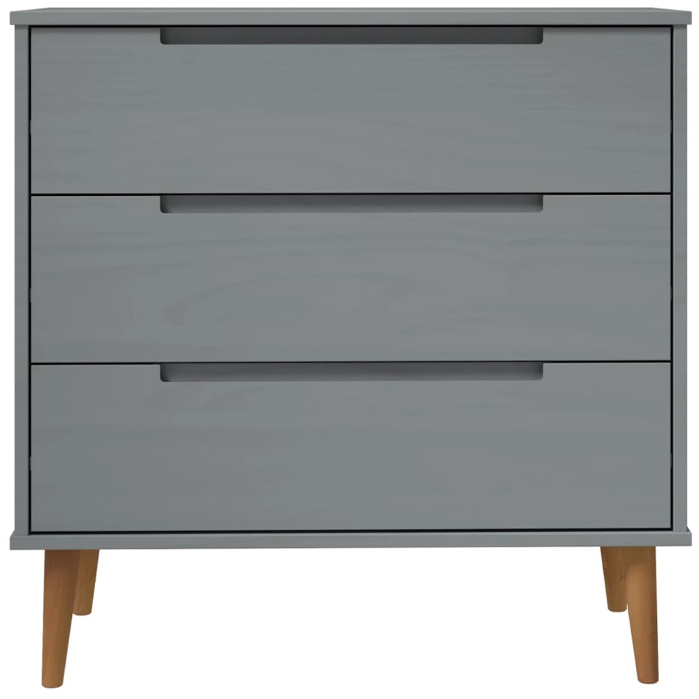 vidaXL 3 Drawer Grey Wooden Storage Cabinet Image 4