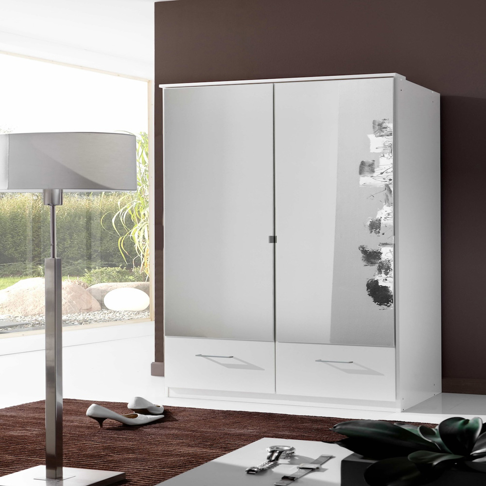TJ'S Sligo 2 Door 2 Drawer White Mirrored Wardrobe Image 5