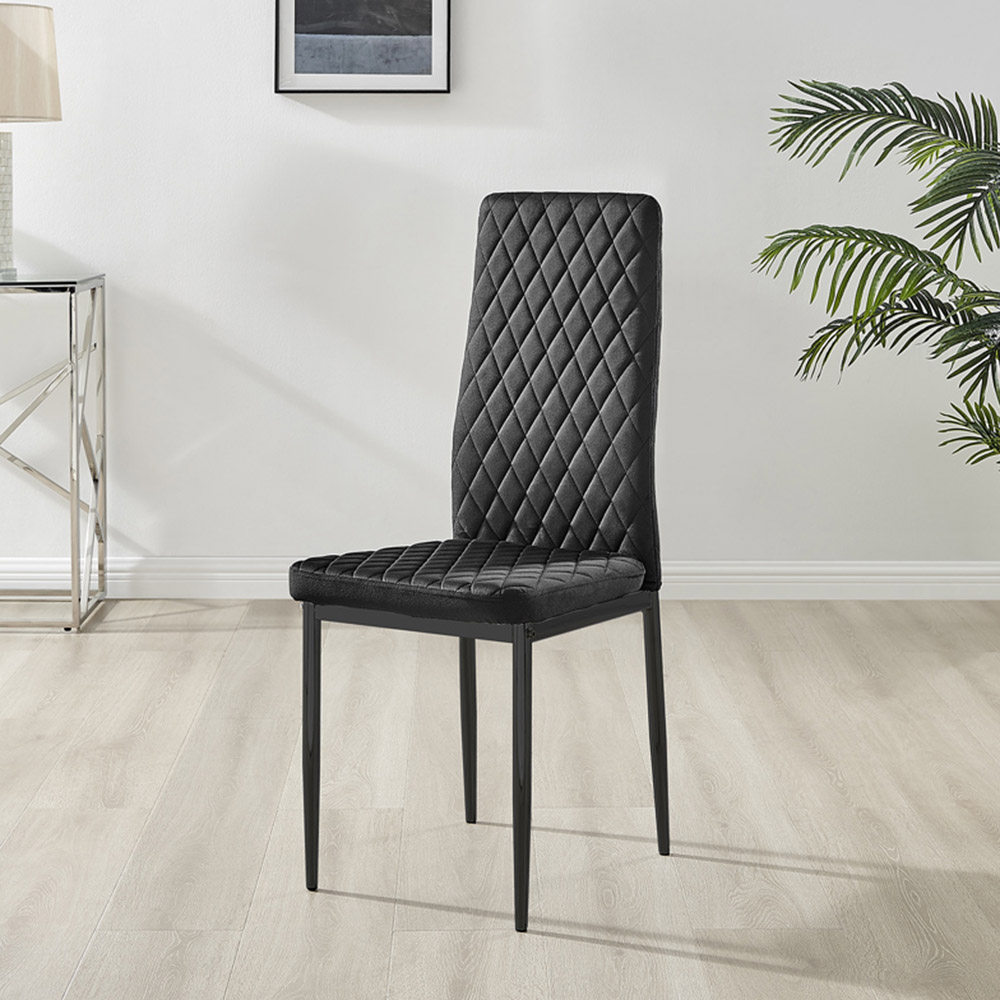 Furniturebox Valera Set of 4 Black Velvet Dining Chair Image 5