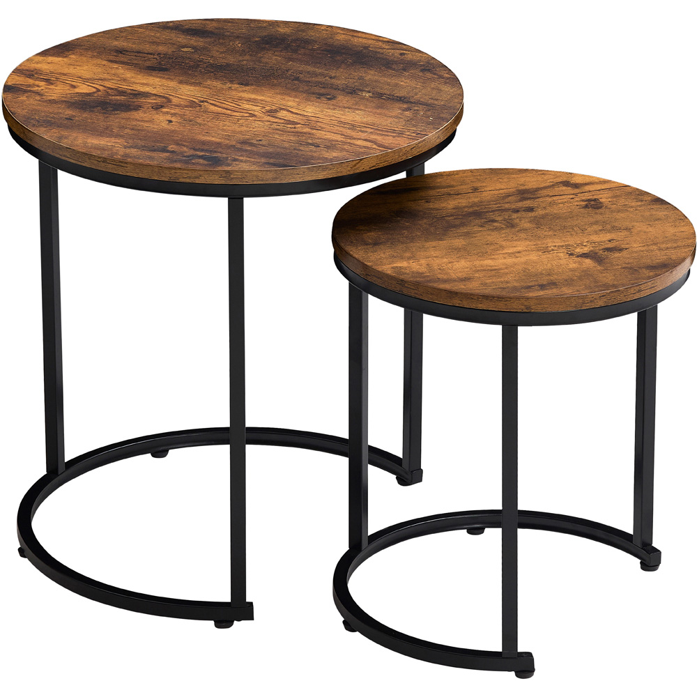 VIDA DESIGNS Brooklyn Dark Wood Nest of Tables Set of 2 Image 2