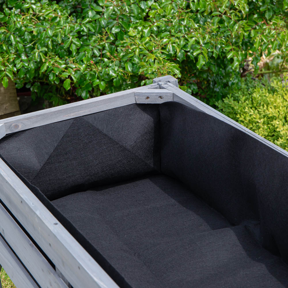 Samuel Alexander Grey Wooden Large Raised Garden Bed Planter with Slatted Base 75 x 123cm Image 7