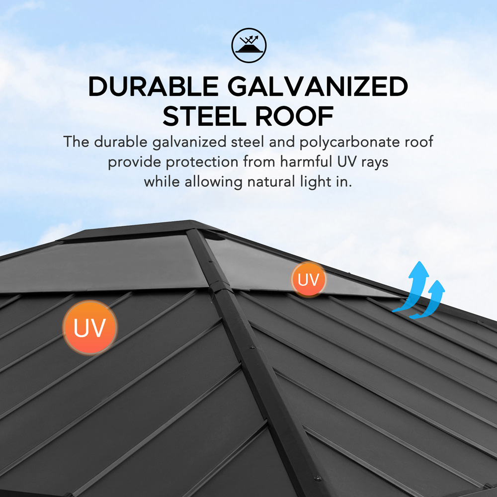 Sunjoy Ernir 3.93 x 4.52m Anthracite Cedar Wood Gazebo Image 6