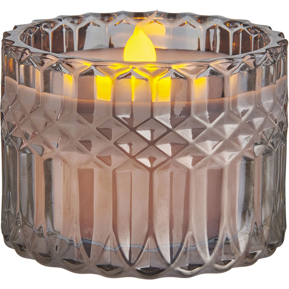 Wilko Smoked Glass LED Candle Jar Wilko