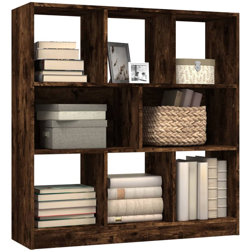 vidaXL 8 Shelf Smoked Oak Bookcase Image 3
