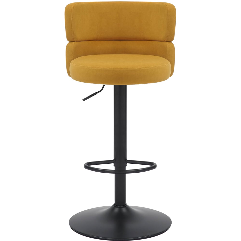 Mason Set of 2 Brushed Velvet Mustard and Black Bar Stool Image 3