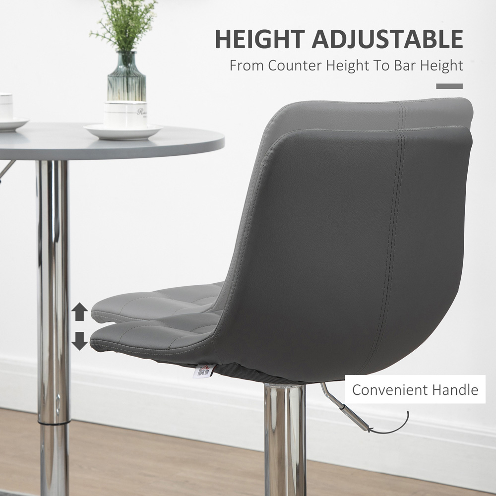 Portland Grey Quilted Height Adjustable Swivel Bar Stool Set of 2 Image 5