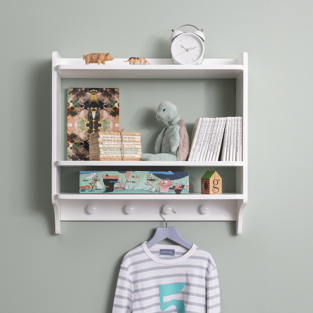 Noa and Nani Hege 3 Shelf 4 Hook White Wall Mounted Storage Unit Image 2
