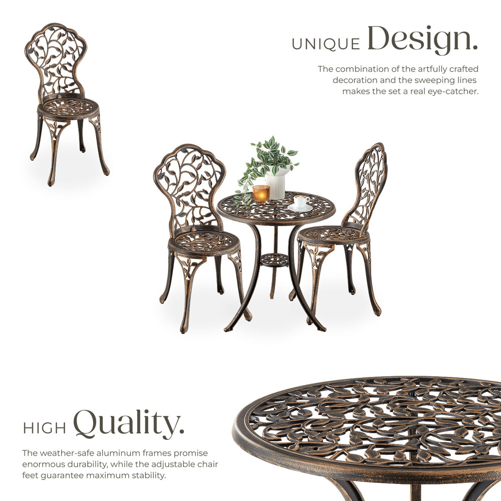 tectake 2 Seater Vintage Bronze Look Garden Furniture Set Image 3