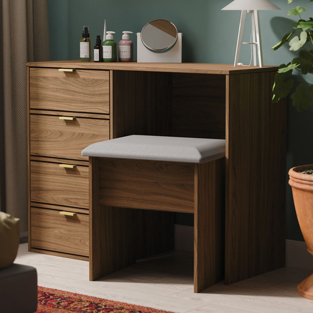 Crowndale Hong Kong 4 Drawer Carini Walnut Vanity Dressing Table Ready Assembled Image 1