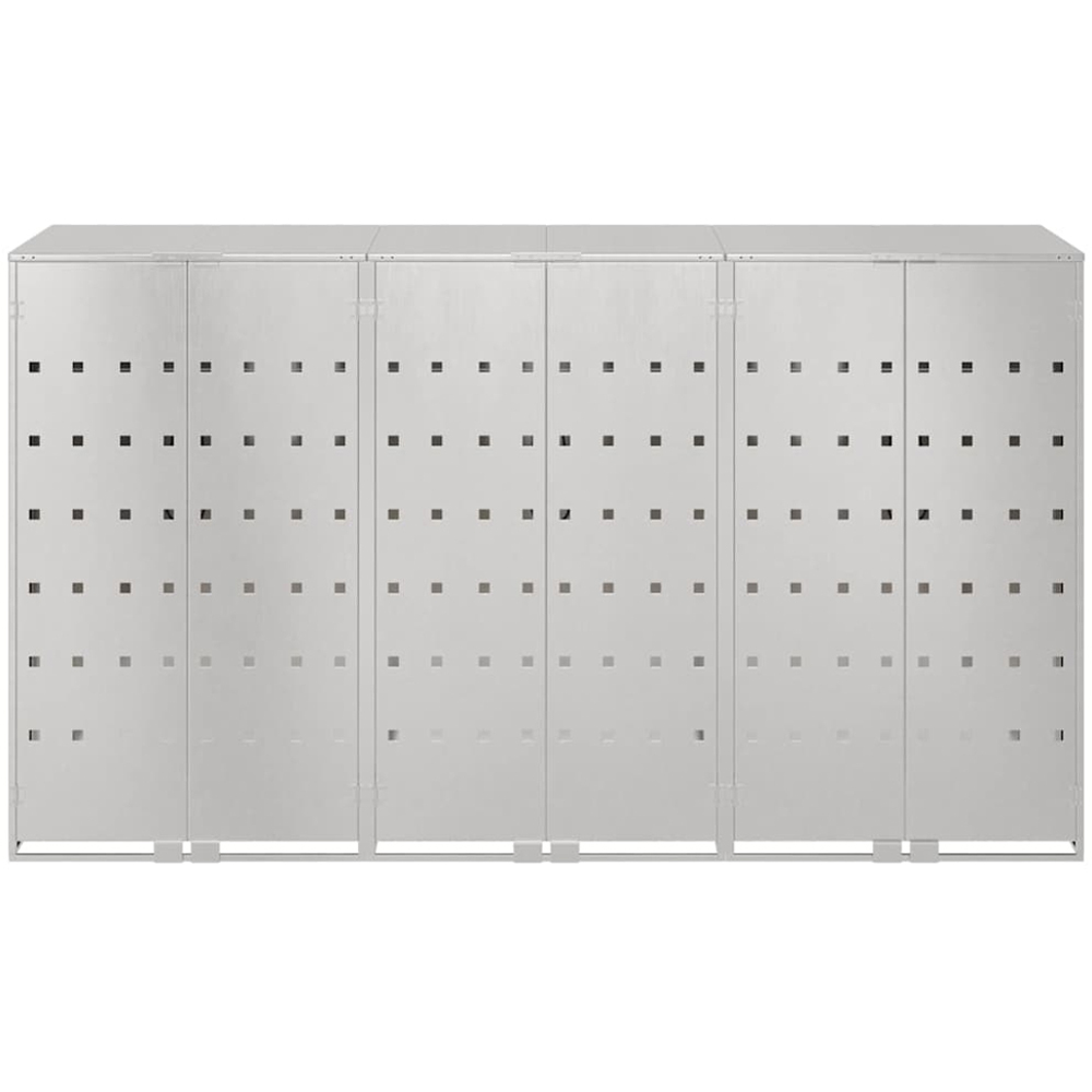 vidaXL Silver 3 Wheelie Bin Storage Shed Image 6
