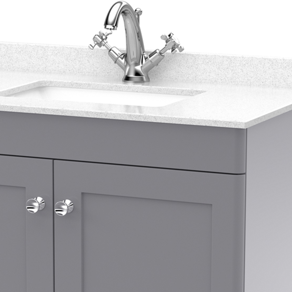 nuie Classique 2 Door Satin Grey Floor Standing Unit and 1 Tap Hole Marble Top Square Basin 800mm Image 2