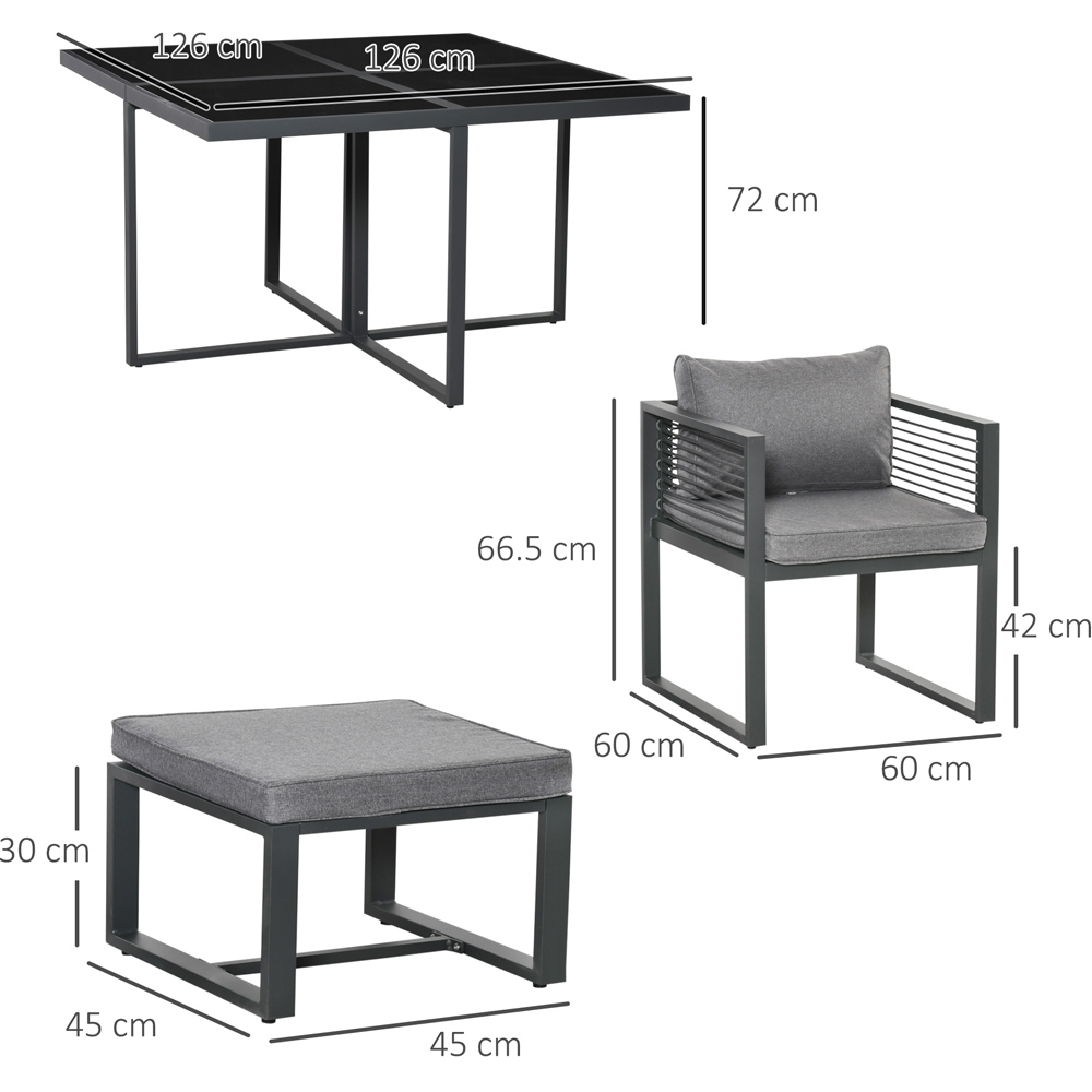 Outsunny 8 Seater Cube Garden Dining Set Grey Image 7