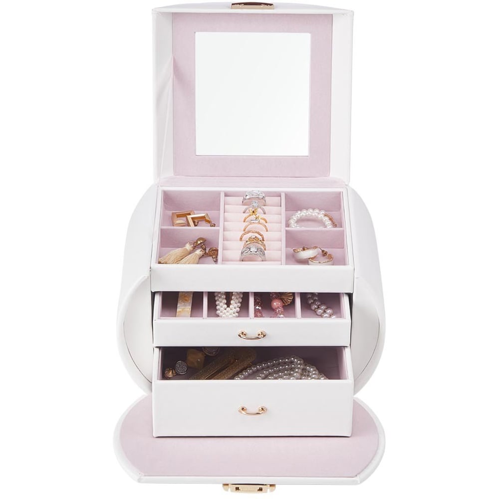 H&O Direct White Dome Jewellery Box with Handle Image 3