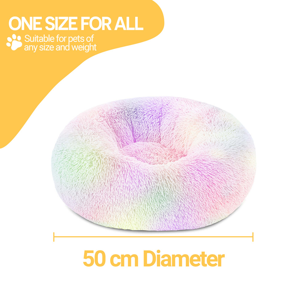Petwinks Small Multicolour Snug Shaggy Faux Fur Round Pet Bed Image 3