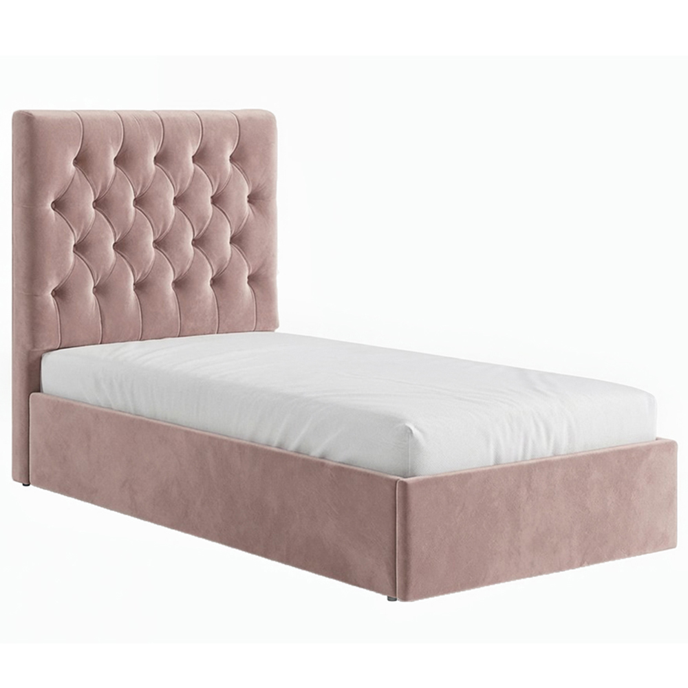 Flair Milan Single Pink Velvet Ottoman Bed Image 2