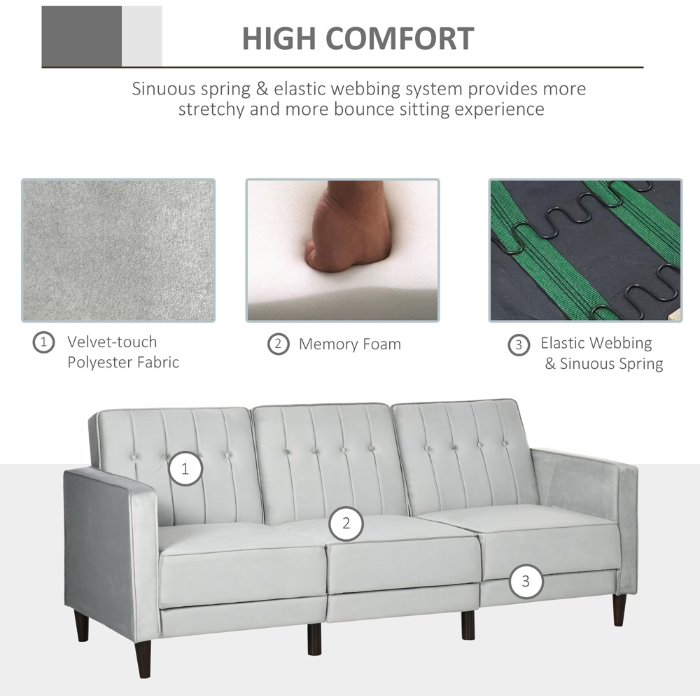 Portland 3 Seater Light Grey L Shape Sofa Bed with Footstool Image 9