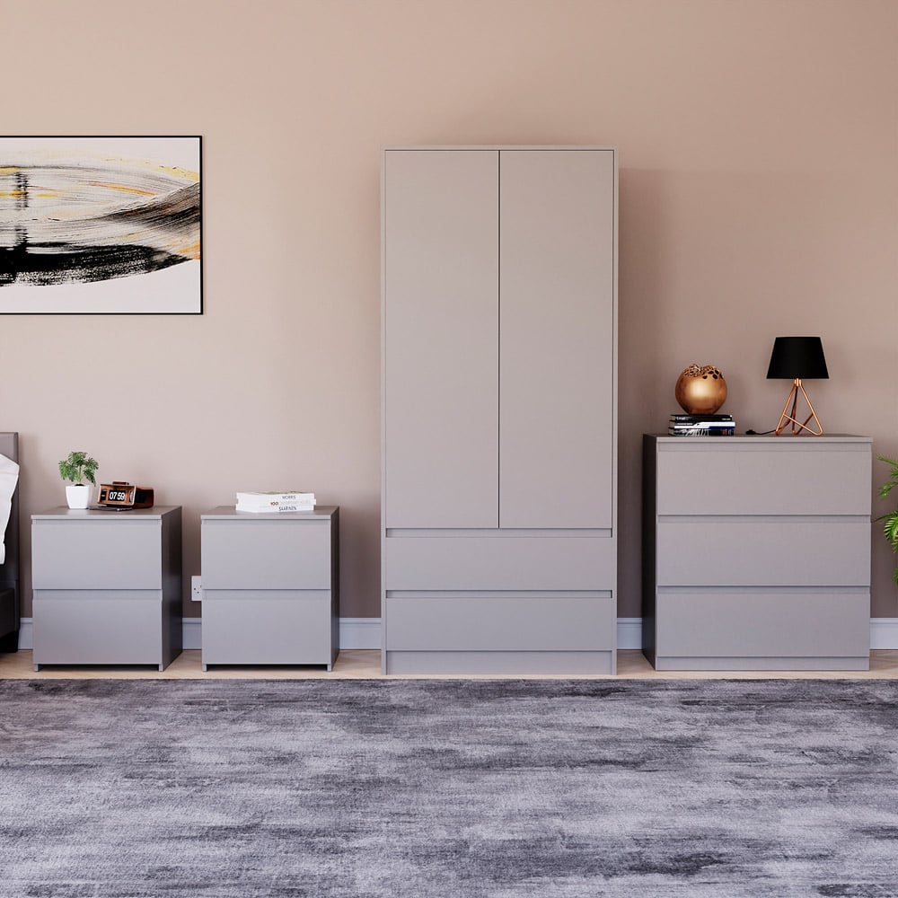 Denver Grey 4 Piece Bedroom Furniture Set Image 2