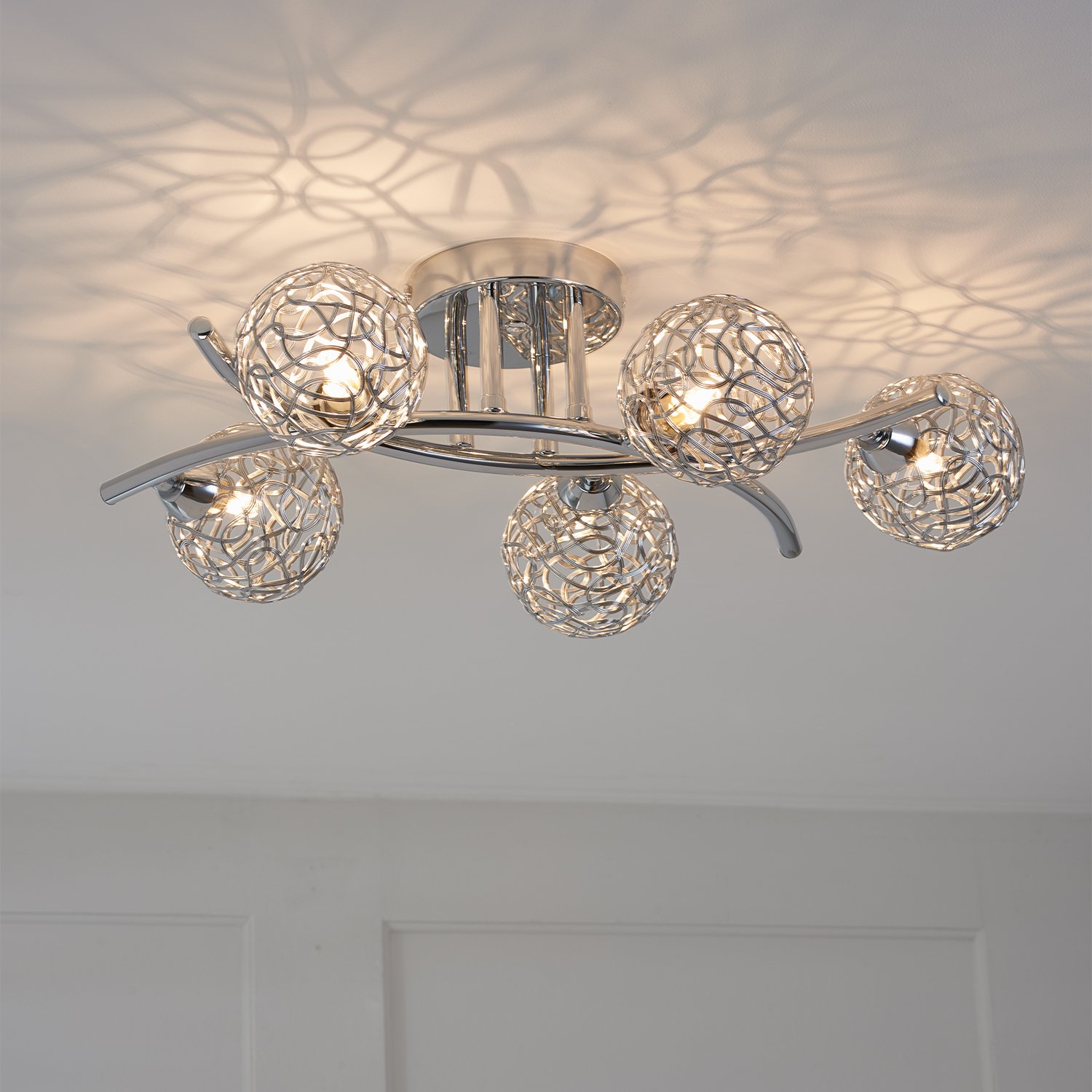 Silver 5 Sphere Electrical Fitting Ceiling Light Image 5