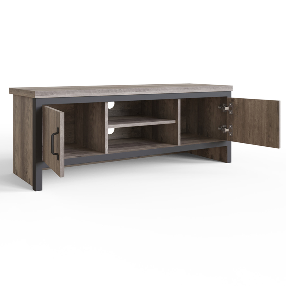 GFW Boston 2 Door 2 Shelf Grey TV Unit Image 3