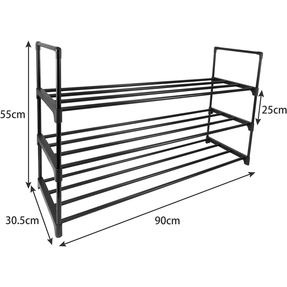 AMOS 3 Tier Black Shoe Rack Wilko