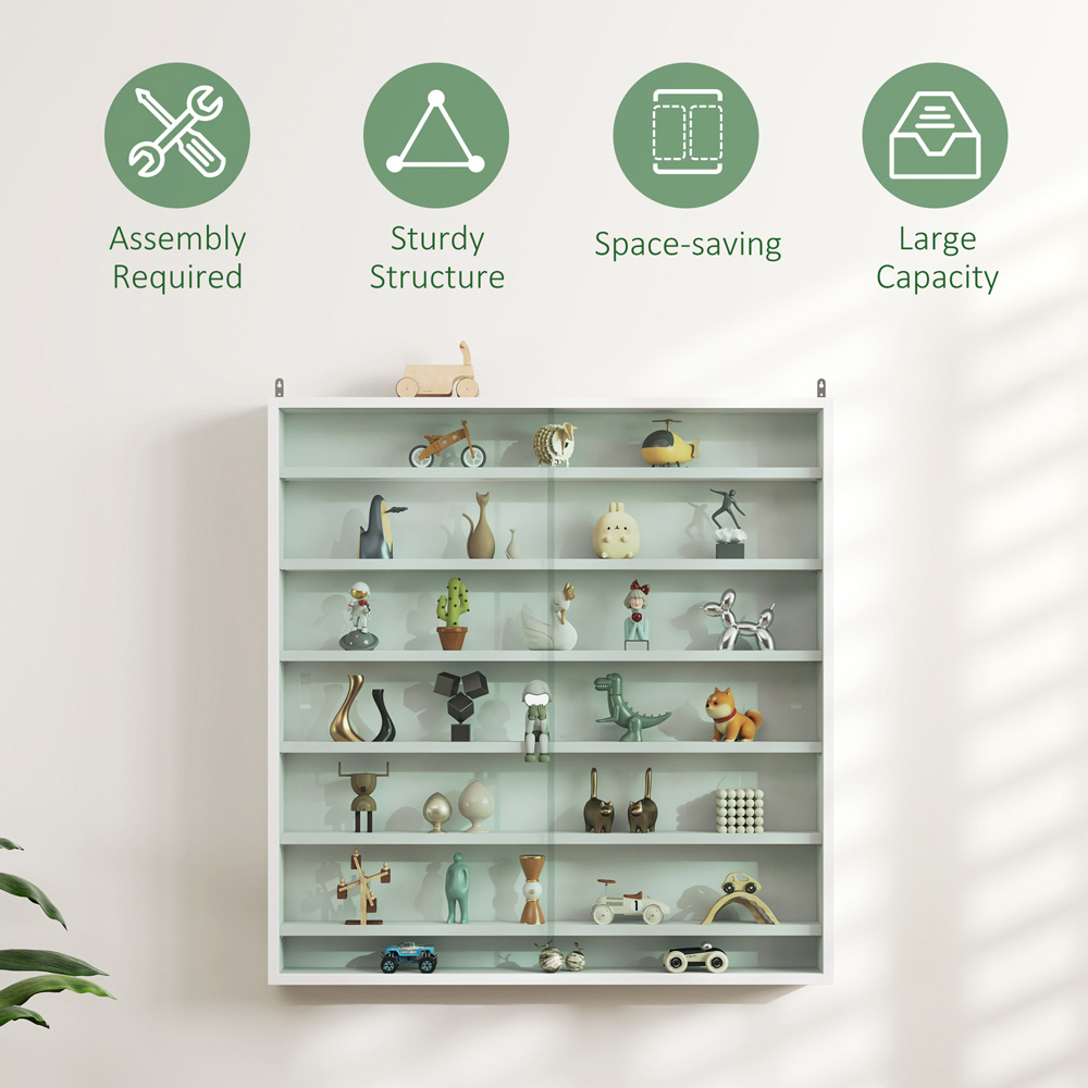 HOMCOM 7-TierWhite Wall Display Cabinet Image 6