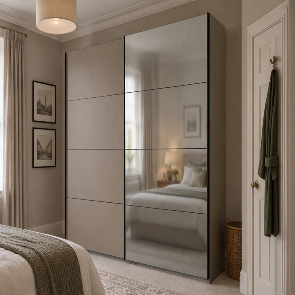 TJ'S Aalst 2 Sliding Door Sahara Grey Wardrobe Image 1