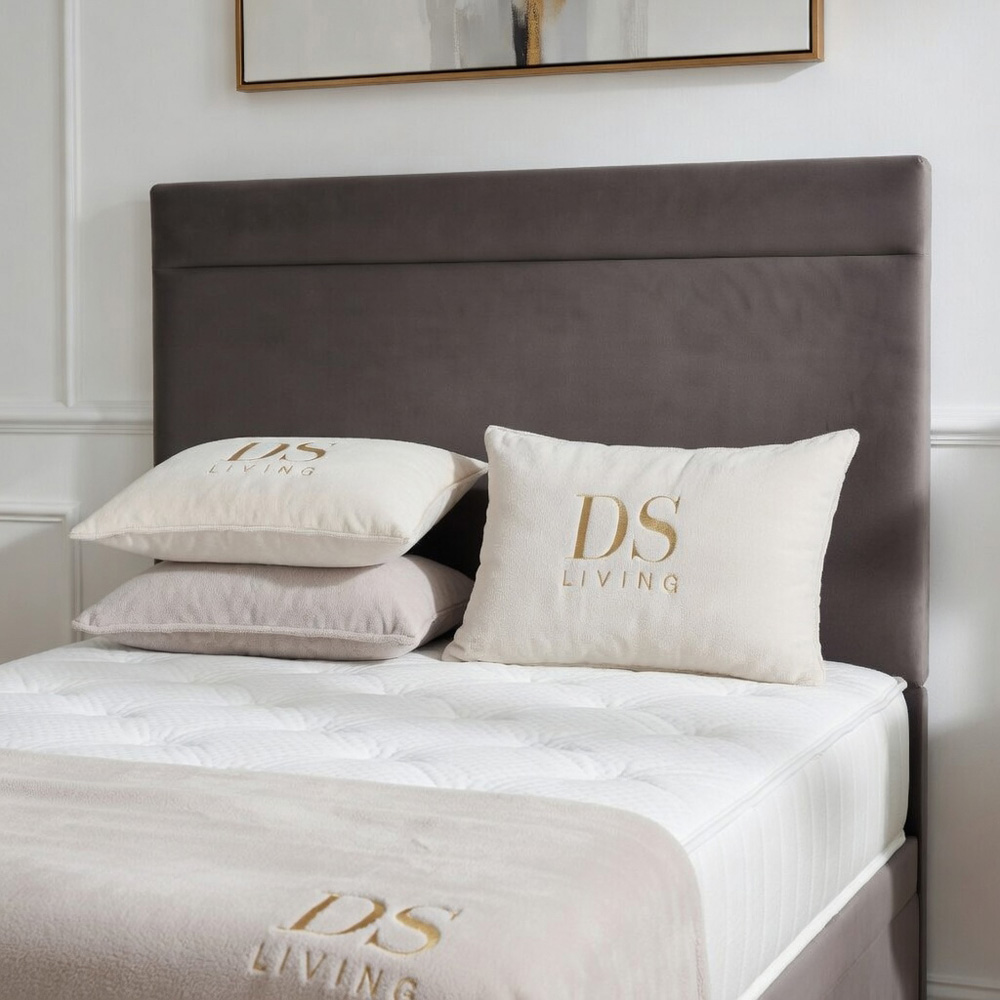 DS Living Majesty King Size Grey Plush Velvet Ottoman Bed Image 3