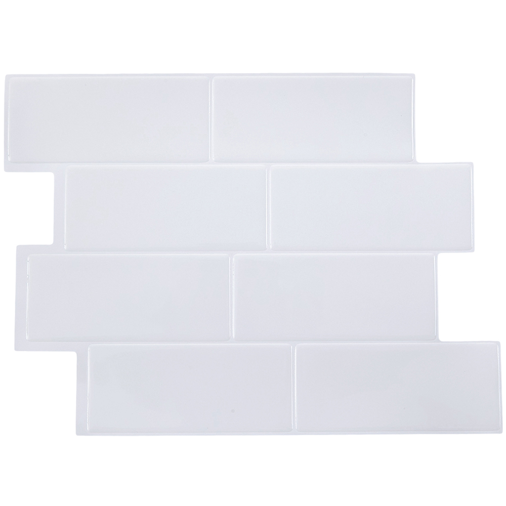 Living and Home Brick Effect White Rectangle Self Adhesive Wall Sticker 10 Pack Image 3