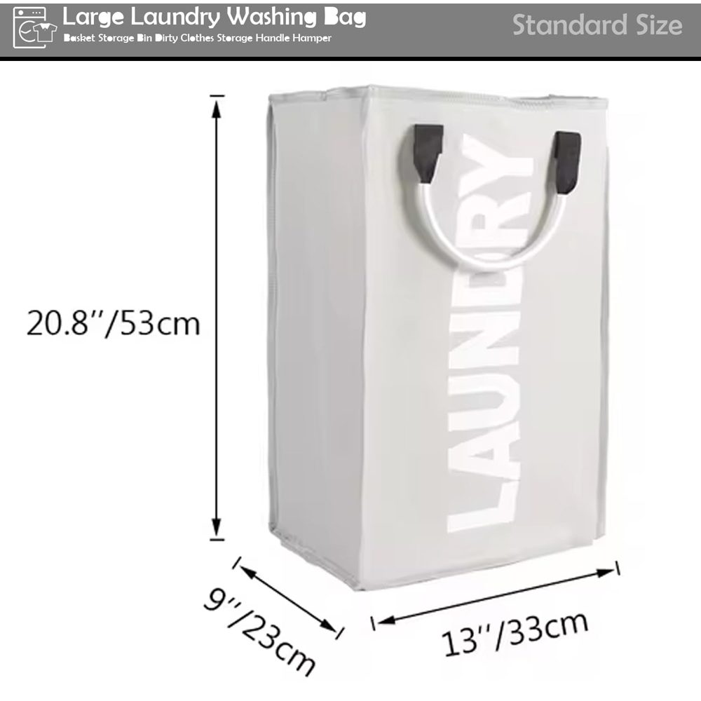 ATEK Light Grey Collapsible Laundry Basket Image 7