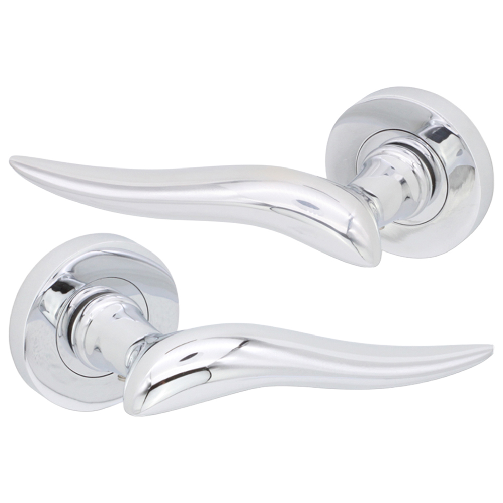 Spira Brass Flavia Polished Chrome Lever Door Handle 2 Pack Image 1