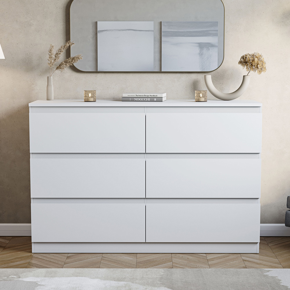 VIDA DESIGNS Denver 6 Drawer White Chest of Drawers Image 3