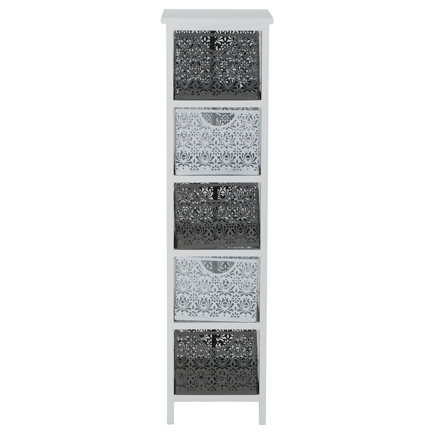 Lacey 5 Drawer Grey and White Storage Tower Image 1