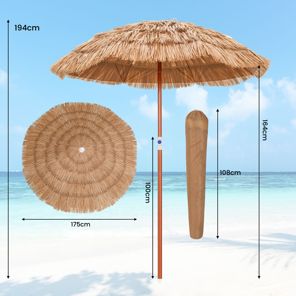 Costway Thatched Patio Umbrella with Carrying Bag 1.9m Image 7