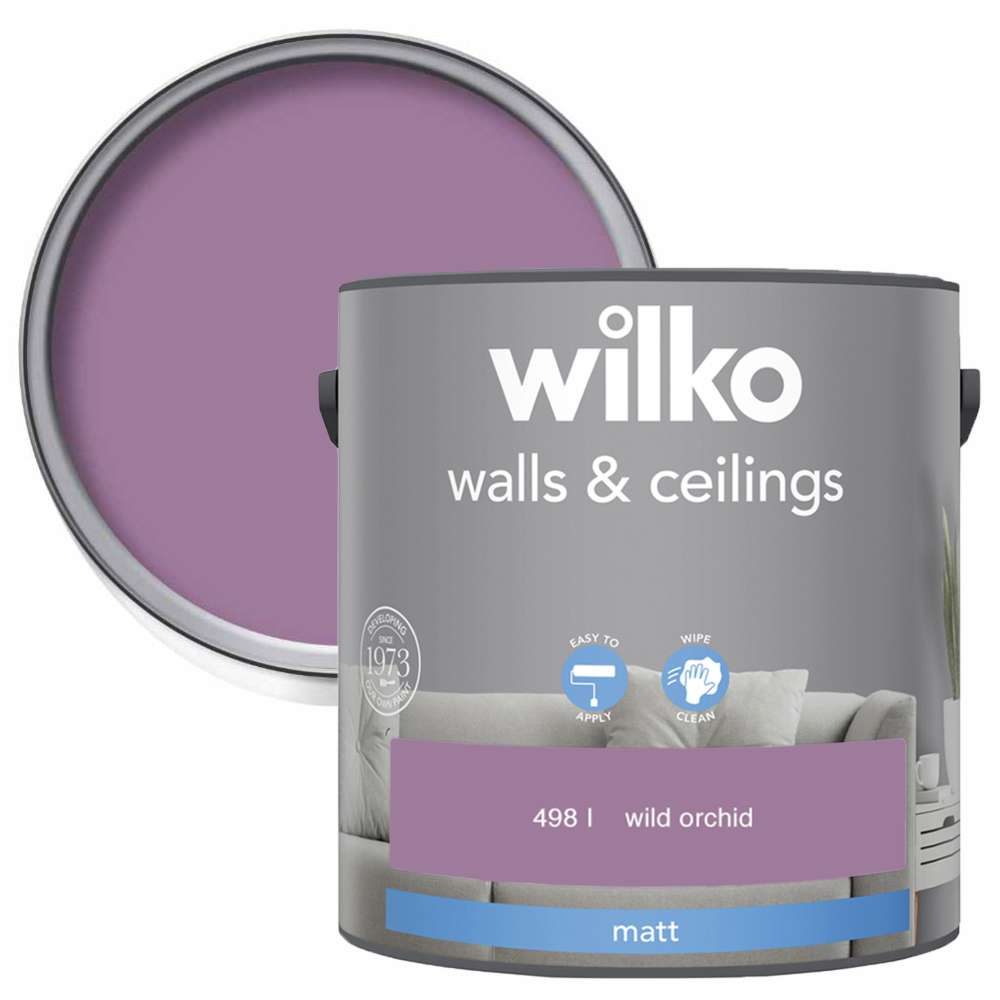 Wilko Walls & Ceilings Wild Orchid Matt Emulsion Paint 2.5L Image 1