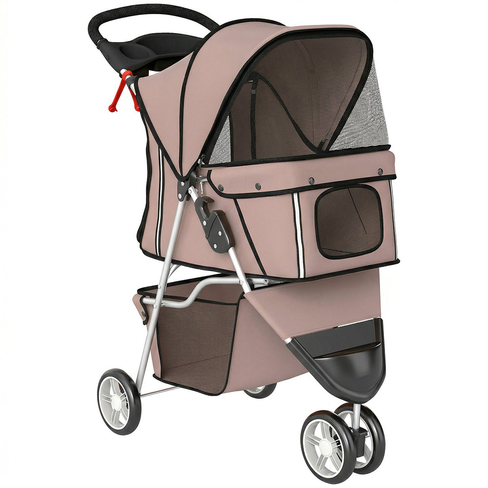 PawHut Coffee Pet Stroller with 3 Wheels Image 1