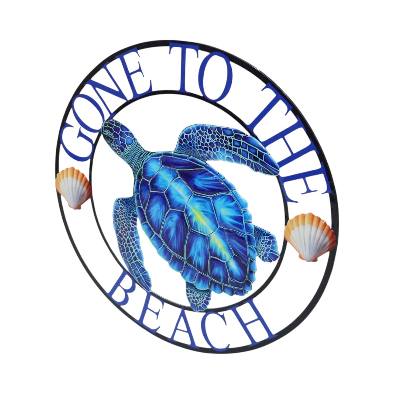 Indoor and Outdoor Gone To The Beach Turtle Sign Blue Image 5