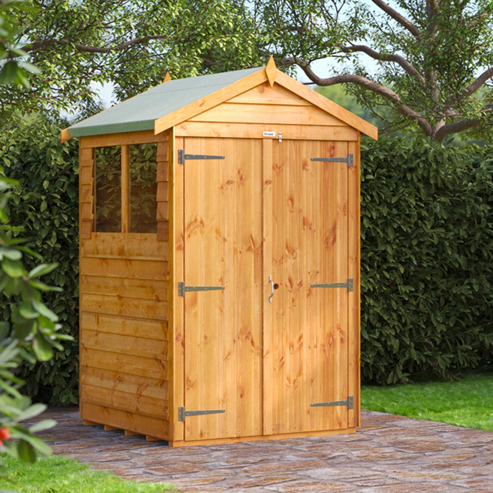 Power Sheds 4 x 4ft Double Door Overlap Apex Wooden Shed Image 2